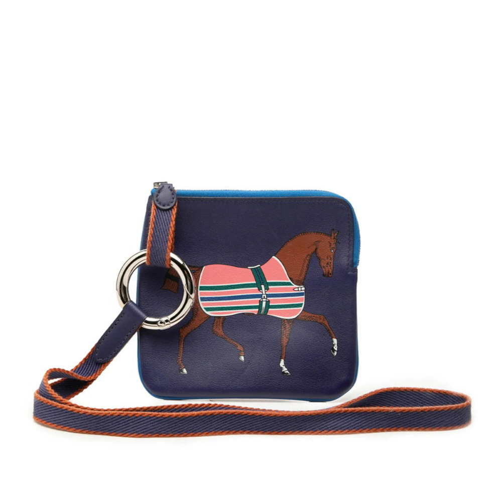 Hermes Carre Pocket Shoulder Bag Handbag Pouch C Stamp Navy Multicolor Swift ...